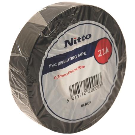 4344 Nitto 21A PVC isolatietape (0.20mm) 19mm x 20 meter Zwart
