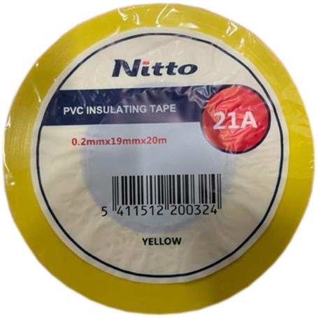 4347 Nitto 21A PVC isolatietape (0.20mm) 19mm x 20 meter Geel