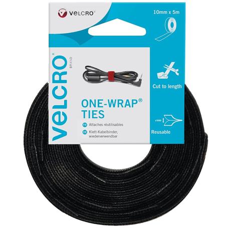 9826 Velcro One-Wrap Ties dubbelzijdig klittenband 10mm x 5 meter zwart