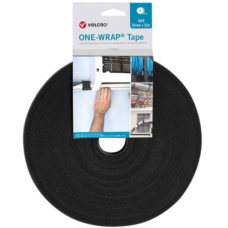 9826 Velcro One-Wrap Tape dubbelzijdig klittenband 20mm x 25 meter zwart